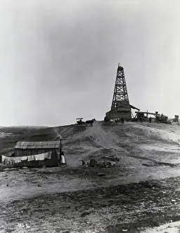 Derrick Prints: Early Oil Drilling Operation