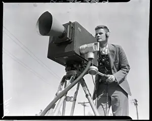 Video Prints: Early Video Cameraman With Headphones