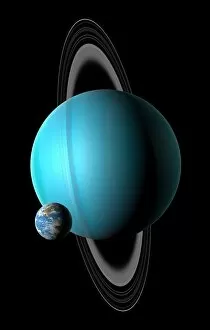 Images Dated 1st December 2018: Earth compared to Uranus, illustration