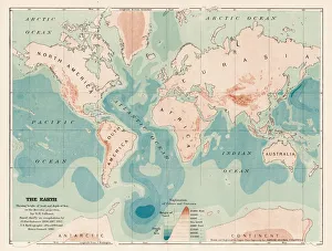 Images Dated 7th October 2017: The earth deep and heights map 1893