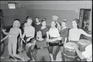 Prints of (Original Caption). Singer-dancer Eartha Kitt (c) conducts one of her dancing classes for charity Captivating Art Prints Celebrating the Iconic Performer’s Legacy: Eartha Kitt's Dance Class