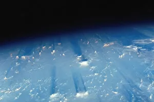 Earths limb at sunset, view from spacecraft