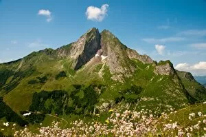 East side of Hoefats Mountain, 2259m, Laufbacher Eck-Weg hiking trail, Allgaeu Alps, Allgaeu, Bavaria, Germany, Europe