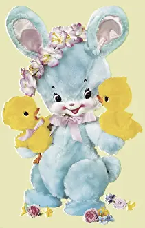Easter bunny and chicks