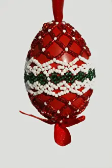 Easter Egg decorated with beads, folklore, traditional Hungarian