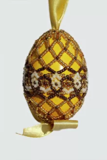 Decoration Gallery: Easter Egg decorated with beads, folklore, traditional Hungarian