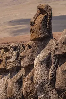 Easter Island Prints: Easter Island Statues, Rano Raraku quarry