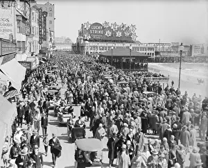 Easter Paraders Promenading on Boardwalk