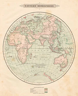 Images Dated 9th April 2018: Eastern hemisphere map 1881