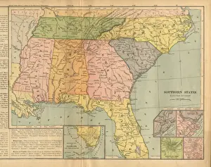Eastern Southern States of the United States of America Antique Victorian Engraved