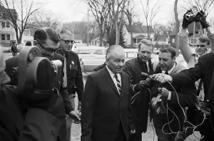 Defendant Prints: Ed Gein With Police And Reporters