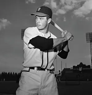 Ed Mathews Posing In Batting Stance