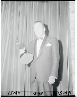 Emmy Award Ceremonies Prints: Ed Sullivan Holding His Trophy