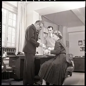 Television Still Prints: Ed Sullivan in Office with Secretary