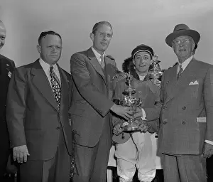 Jones Prints: Eddie Arcaro Receiving Woodlawn Vase