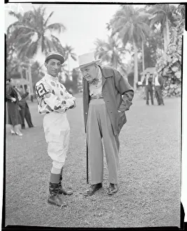 Racing Paddock Prints: Eddie Arcaro and Sunny Jim Fitzsimmons at Track