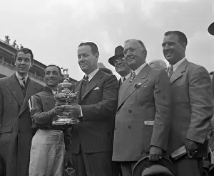 Maryland Prints: Eddie Arcaro and Warren Wright Holding Woodlawn Vase