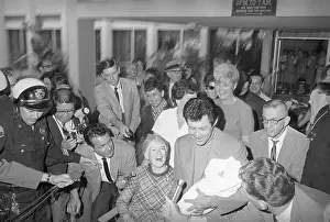 Burbank Prints: Eddie and Connie Fisher with Newborn Amidst Reporters