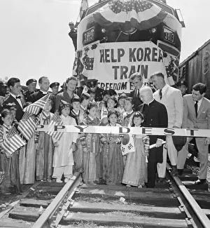 James A Prints: Eddie Fisher and Others Inaugurating Train