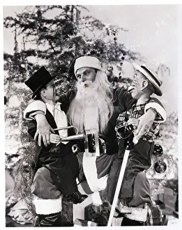 Ventriloquist Prints: Edgar Bergen as Santa Claus with Dummies