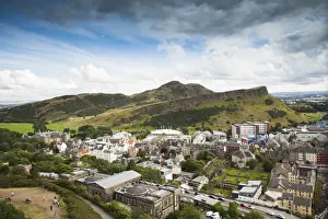 Edinburgh city view from Calton Hill looking towards Arthurs Seat