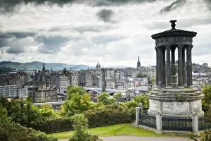 Georgian Style Prints: Edinburgh city view from Calton Hill looking towards the Old Town