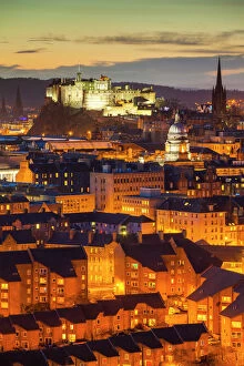 Business Finance And Industry Collection: Edinburghs old town at nightfall