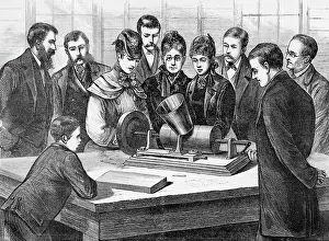 Record Player Prints: Edison Demonstrating Phonograph
