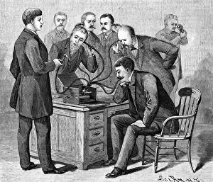 Record Player Prints: Edison Presents Phonograph To Eager Men