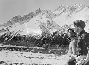 Mountaineer Prints: Edmund Hillary and Associate Near Mountainside