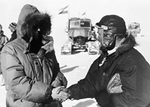 South Pole Prints: Edmund Hillary and Vivian Fuchs Shake Hands