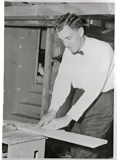 Waterville Prints: Edmund Muskie Working in His Woodshop