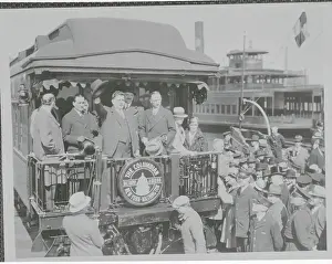 Edouard Herriot Waving from Train