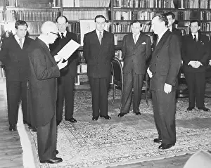 Czechoslovakian Prints: Eduard Benes Reads List of New Cabinet Members