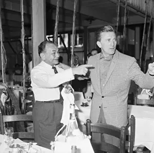 Edward G Prints: Edward G. Robinson and Kirk Douglas at Restaurant