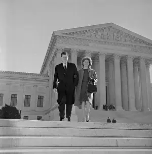 Edward and Joan Kennedy Standing on Steps of Supreme Court