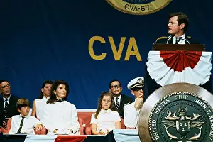 Newport News Prints: Edward Kennedy at a Commissioning Ceremony For the USS JFK