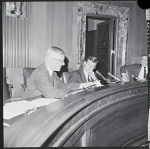Edward Kennedy Listening to Leverett Saltonstall