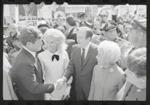 Edward Kennedy and Wife Meeting Hubert Humphrey