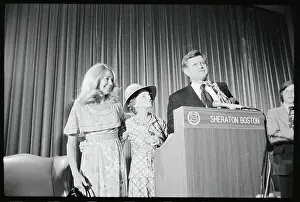 Edward Kennedy with Wife and Mother During Speech