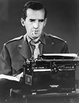 Edward R Prints: Edward R. Murrow at a Typewriter