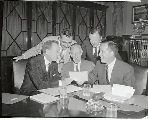 Henry M Prints: Edward Teller and Fellow Scientists Examining Document at Conference Table