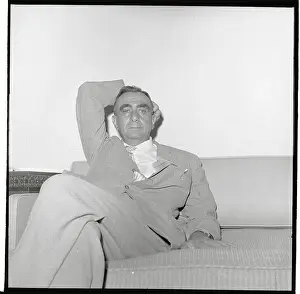 Monterey Prints: Edward Teller Sitting on Couch During Press Interview