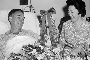 Honolulu Prints: Edwin Reischauer and Wife Haru Admiring Gift
