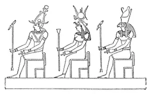 Egyptian goddess Osiris Isis Horus hieroglyphics illustration