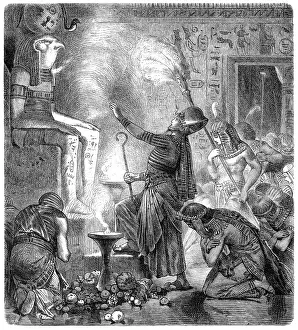 Egyptian Pharao in temple at religious ceremony in Ancient Egypt