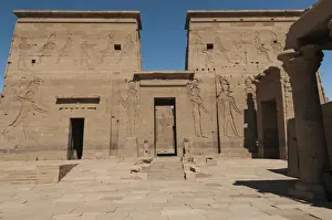 Egyptian pylon fronting the Temple of Isis at Philae on Lake Nasser
