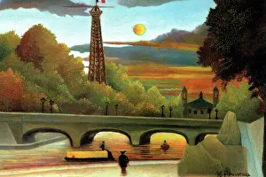 Folk Prints: Eiffel Tower at Sunset