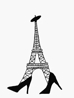 Images Dated 24th January 2017: eiffle tower, nobody, plain background, shoes
