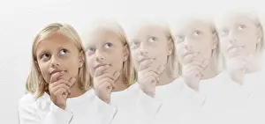 Reflective Prints: Eight-year-old girl thinking
